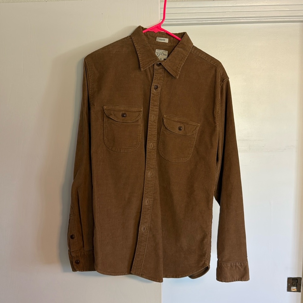 Brown corduroy j crew button up. Size medium.